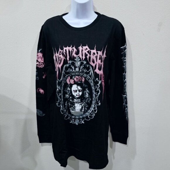 Long Sleeve Tee – by Widow – Black – Disturbed Identity Gothic Graphic Cotton XS - Picture 2 of 5